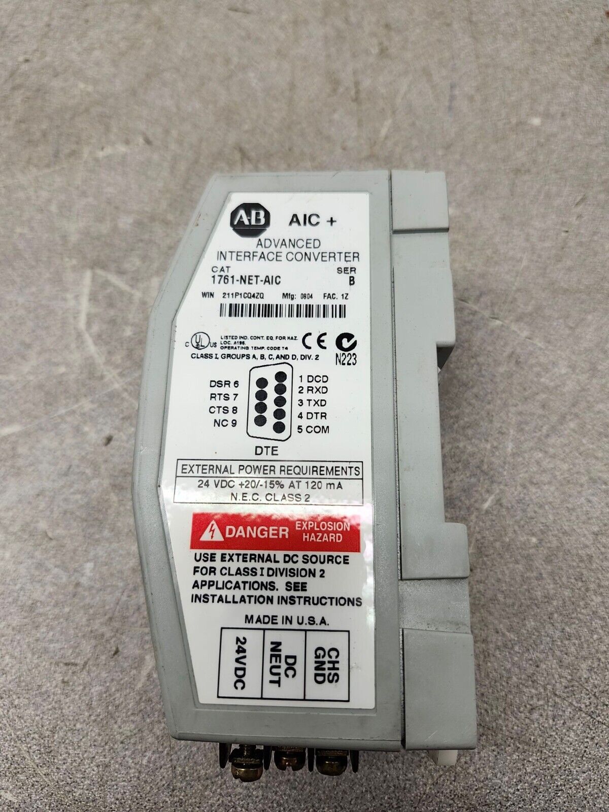 USED ALLEN BRADLEY INTERFACE CONVERTER 1761-NET-AIC