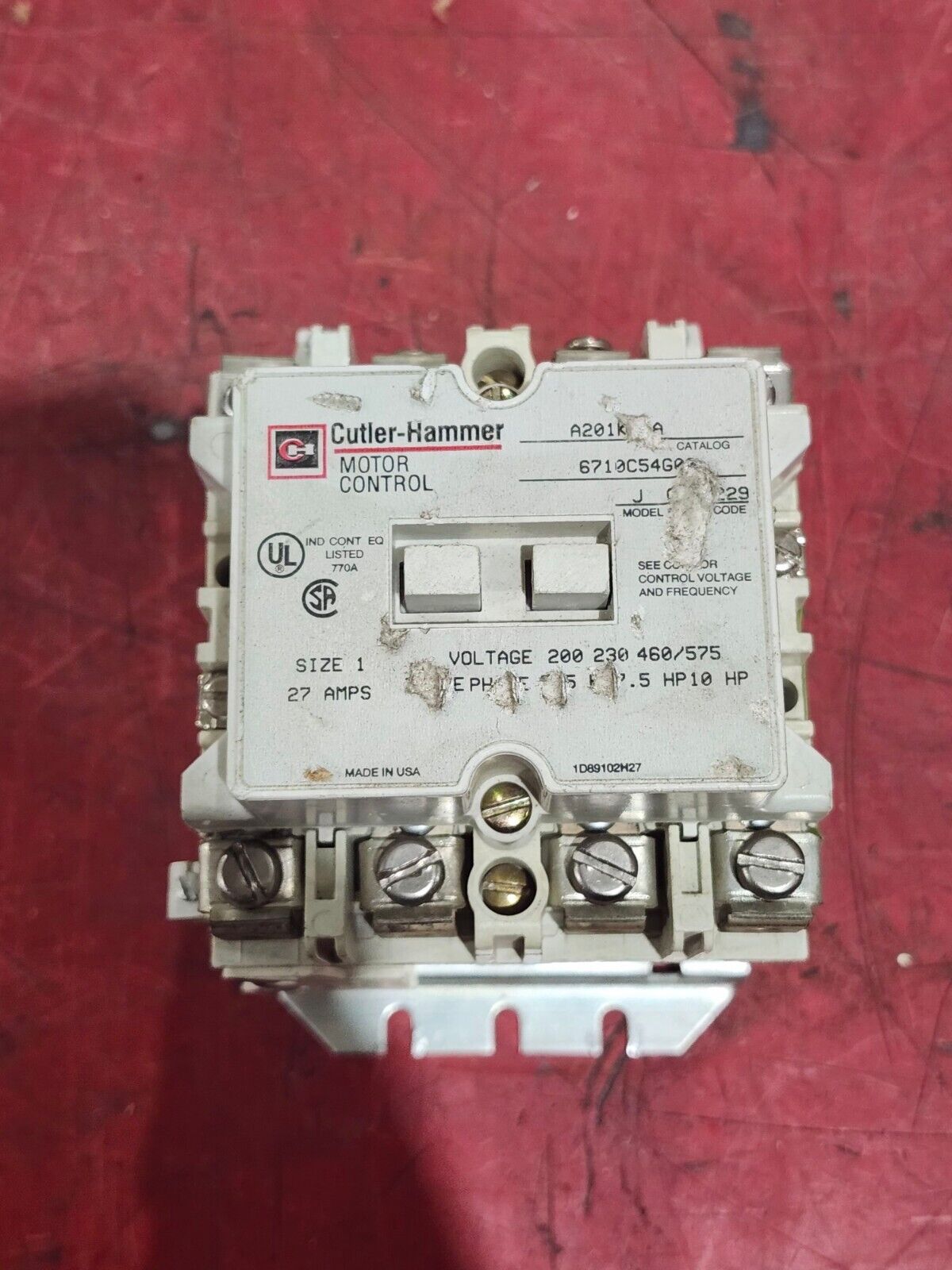 PREOWNED CUTLER HAMMER MOTOR CONTROL CONTACTOR A201K1CA