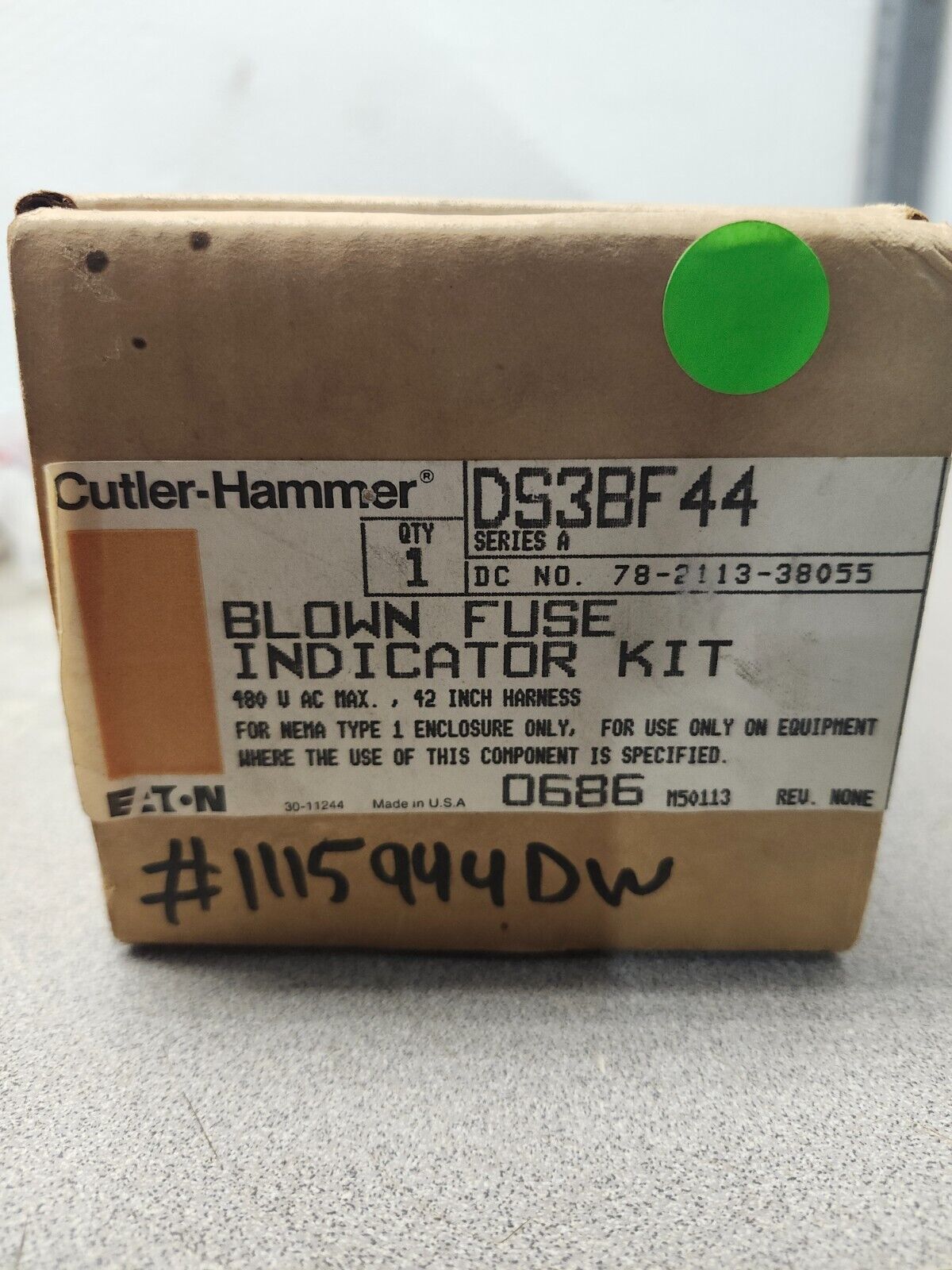 NEW IN BOX CUTLER HAMMER BLOWN FUSE INDICATOR KIT DS3BF44