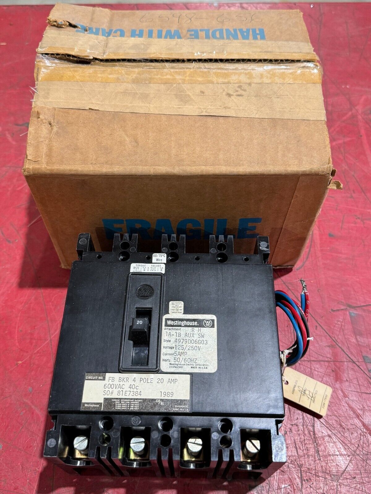 NEW IN BOX WESTINGHOUSE FB 4 POLE 20AMP CIRCUIT BREAKER 4979D06G03