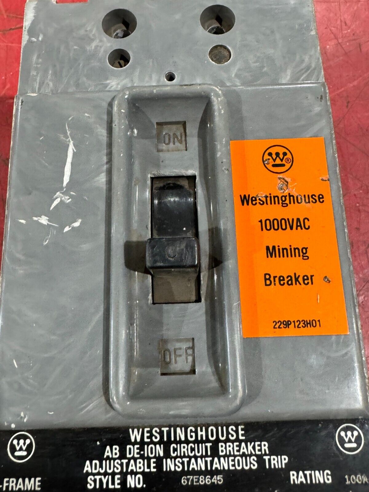 USED WESTINGHOUSE 1000VAC. MINING BREAKER 100AMP 229P123H01 STYLE 67E8645