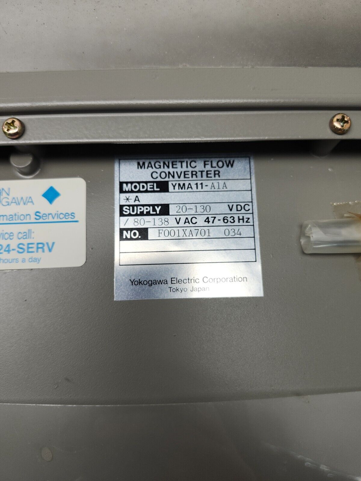 USED YOKOGAWA MAGNETIC FLOW CONVERTER MODEL YMA11-ALA *A