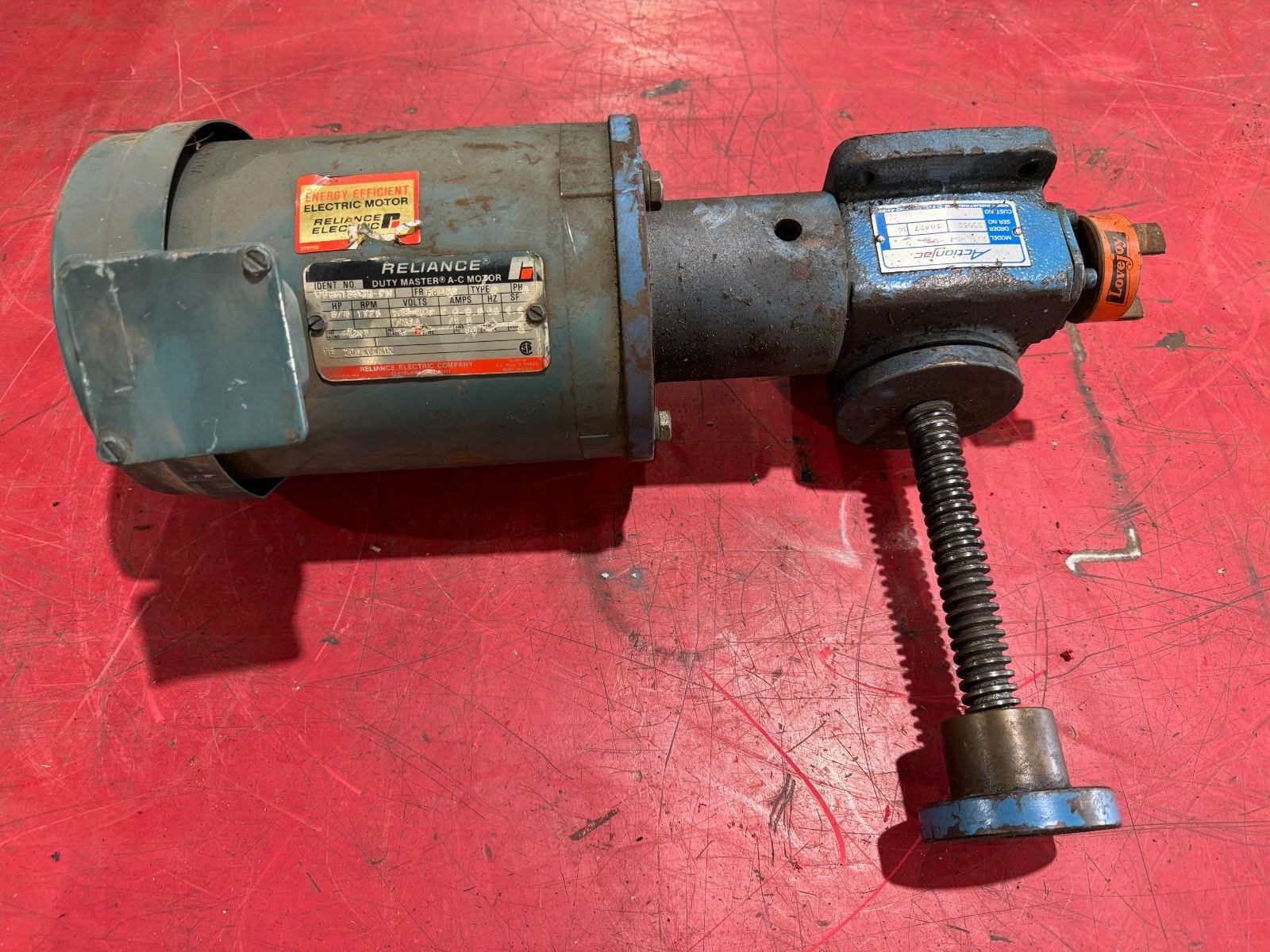 USED RELIANCE 3/4HP MOTOR 1725RPM WITH ACTIONJAC 2.5MSJ-UP 5