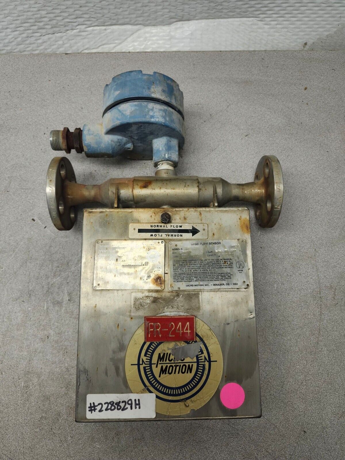 USED MIRCO MOTION MASS FLOW SENSOR S040S113, DS040S113