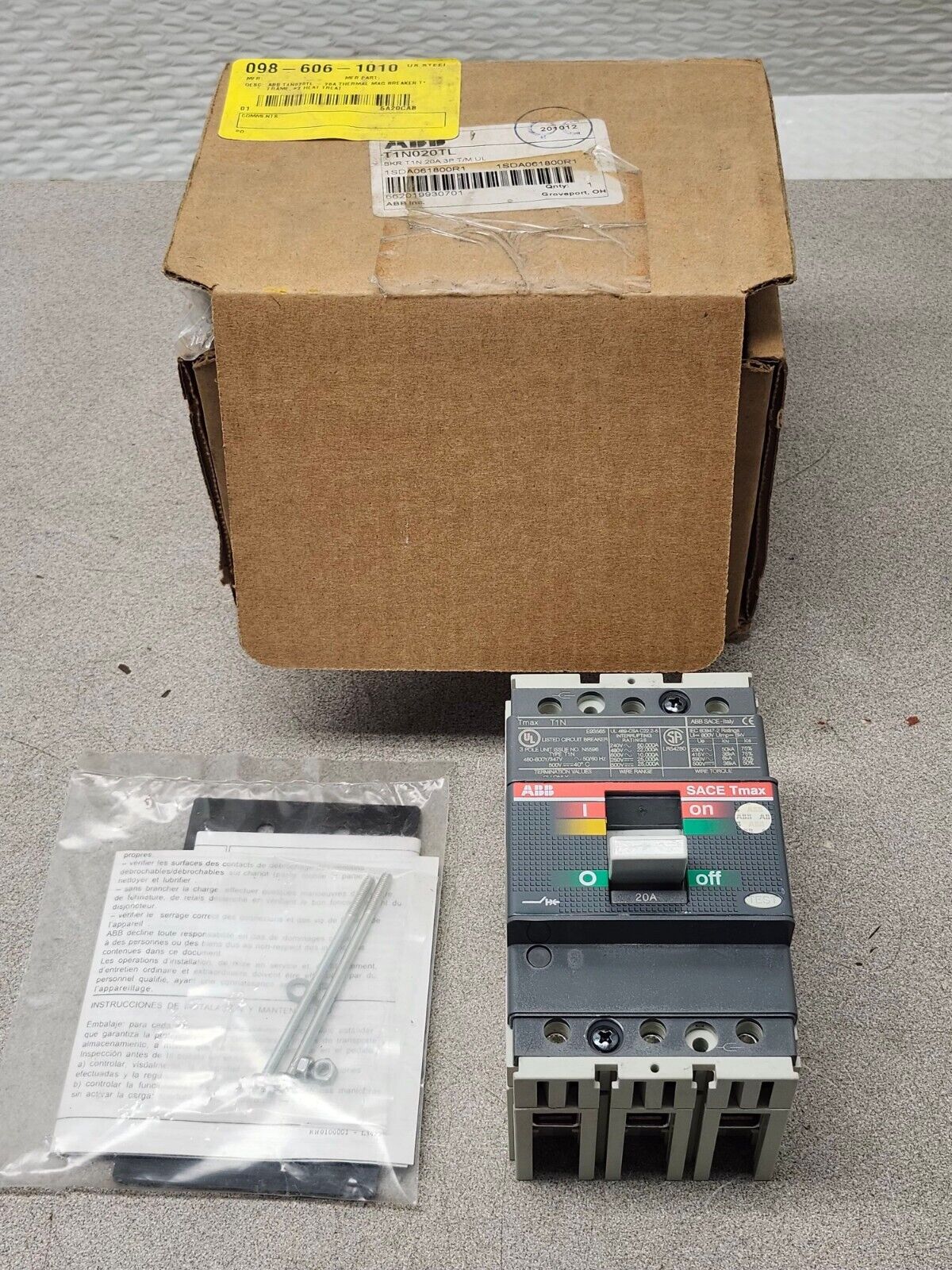 NEW IN BOX ABB CIRCUIT BREAKER T1N020TL