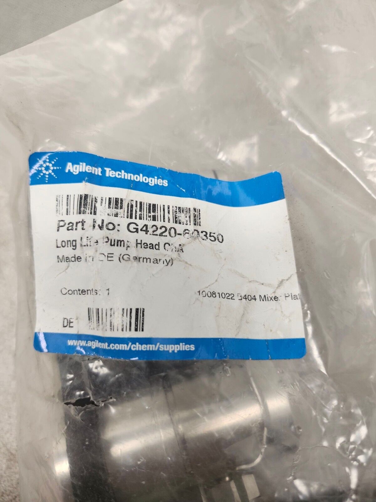 NEW IN PACKAGE AGILENT PUMP HEAD CHANNEL G4220-60350