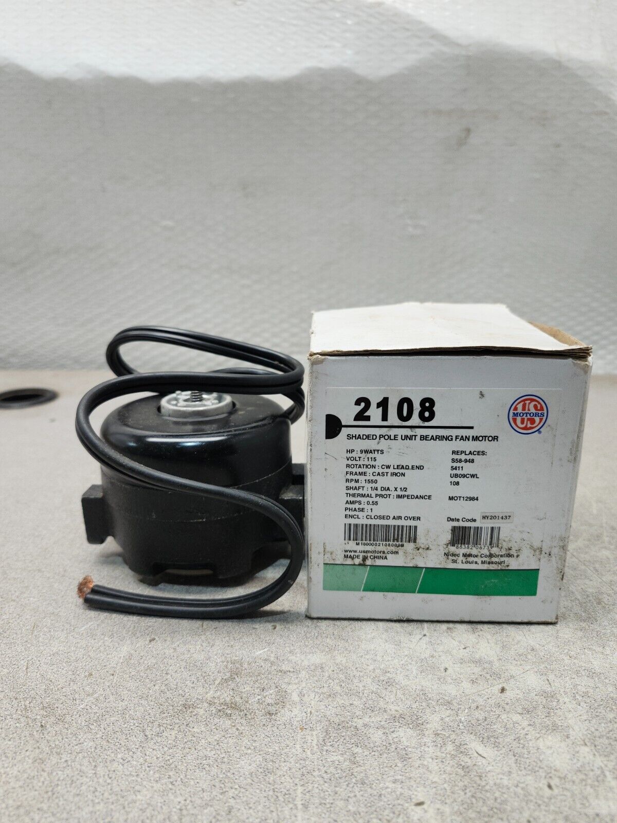 NEW IN BOX US MOTORS SHADED POLE UNIT BEARING FAN MOTOR 2108