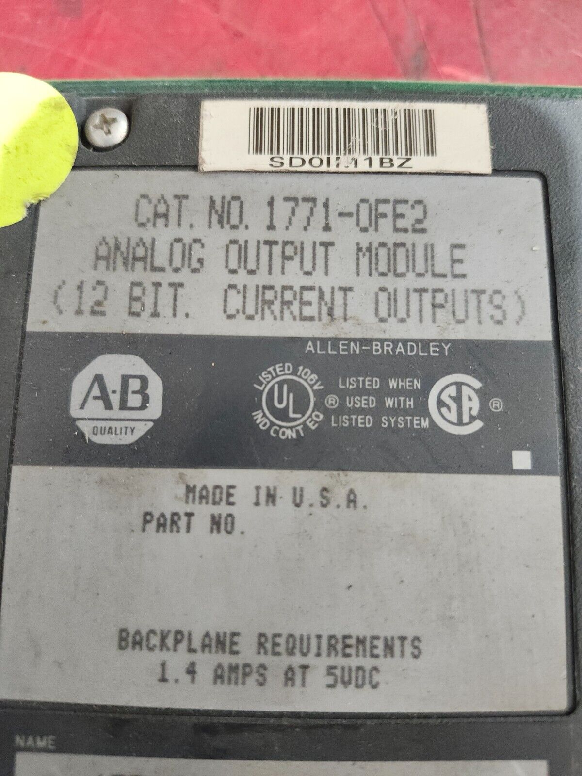 USED Allen Bradley Analog Output Module Ser A 1771-OFE2