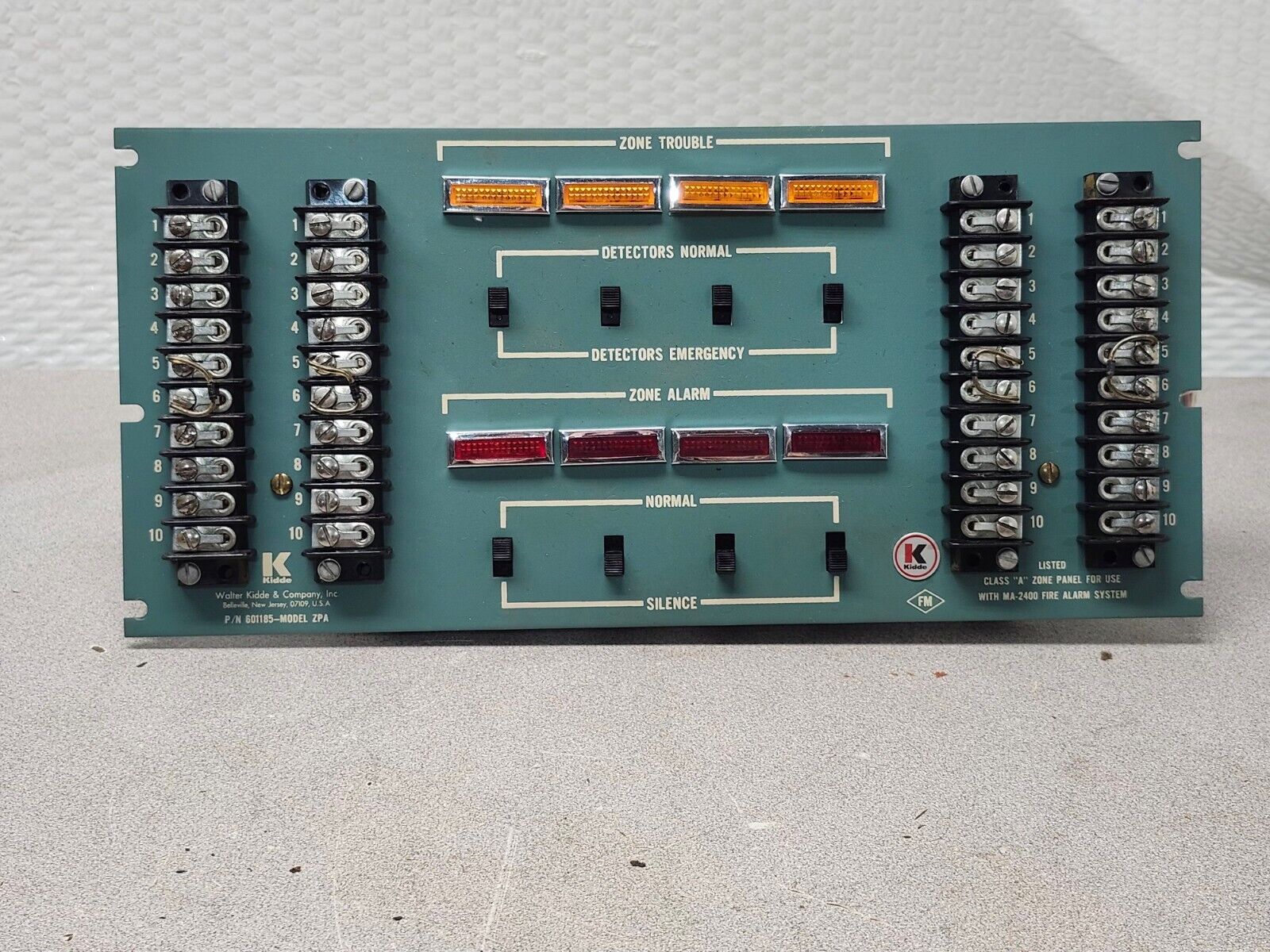 NEW Kidde 601185 Model ZPA 4 Zone Operator Control Panel Module