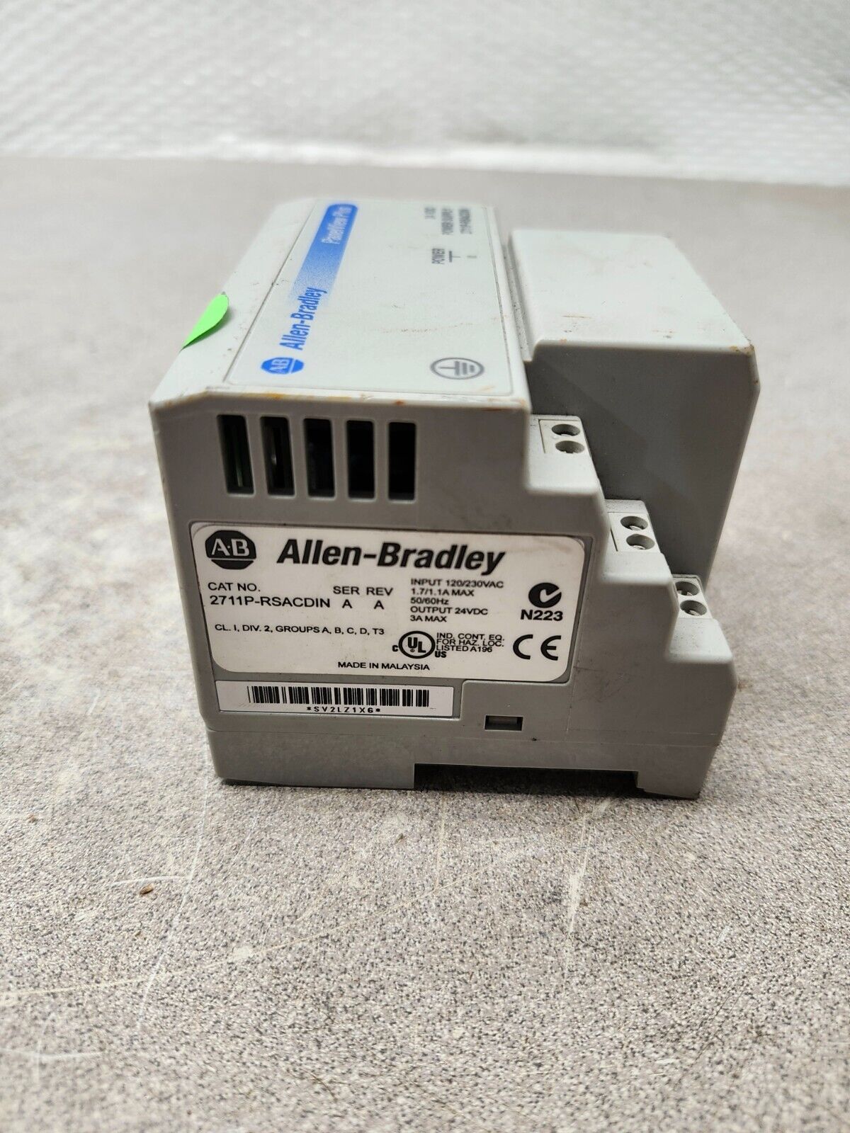 USED ALLEN BRADLEY POWER SUPPLY 120/230VAC 50/60HZ SER A 2711P-RSACDIN