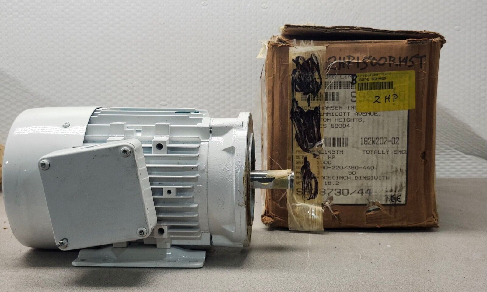 BROOK HANSEN 2HP 1425RPM MOTOR 208/415V. L145TC FRAME 182W207-02