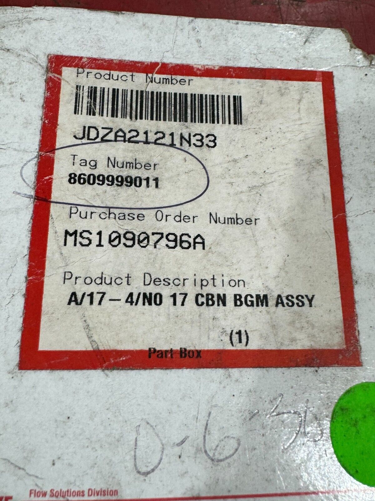 NEW IN BOX FLOWSERVE A/17-4/N0 17 CBN BGM ASSEMBLY JDZA2121N33