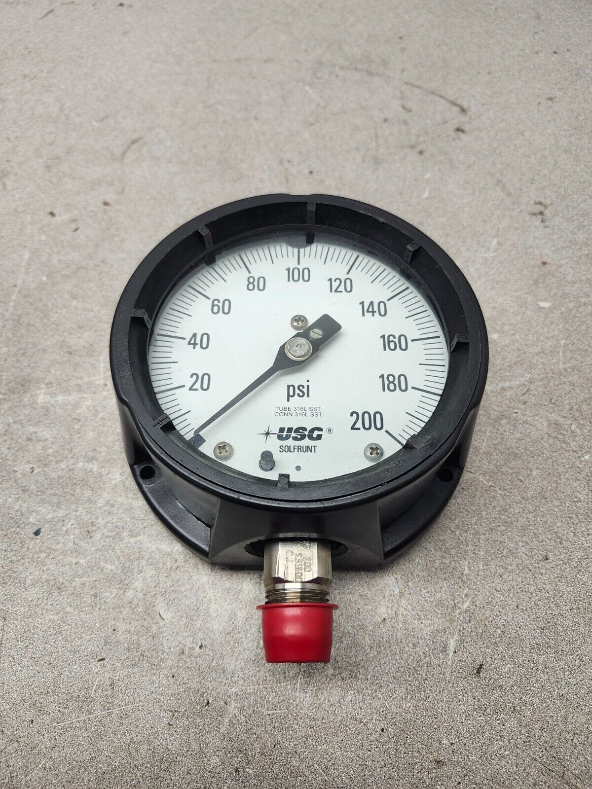 NEW GAGE-IT 4-1/2" 0-200# PRESSURE GAUGE 1/2" CONN. 316SS