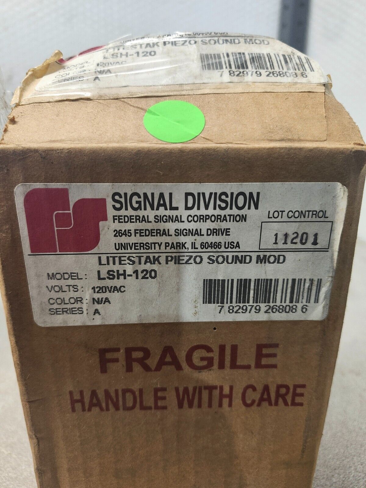 NEW IN BOX FEDERAL SIGNAL DIVISION LITESTAK PIEZO SOUND MODULE LSH-120 120VAC