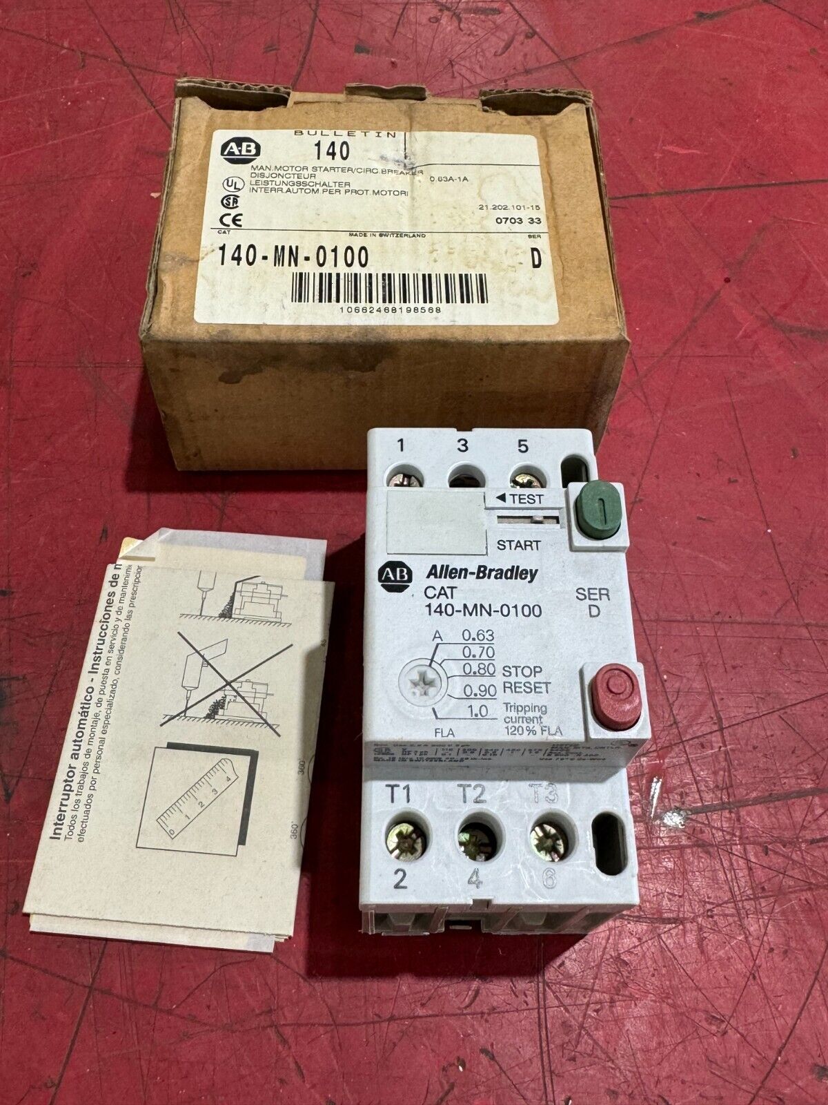 NEW IN BOX ALLEN BRADLEY MOTOR STARTER CIRCUIT BREAKER 140-MN-0100 SER.D