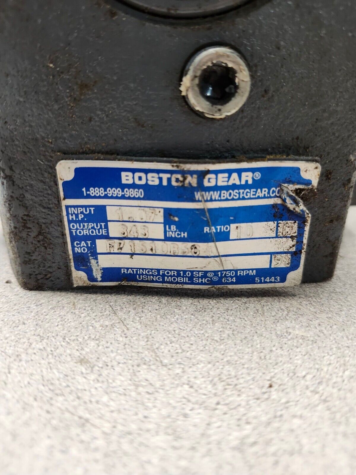 USED BOSTON GEAR SPEED REDUCER 10:1 RATIO F71510B5G