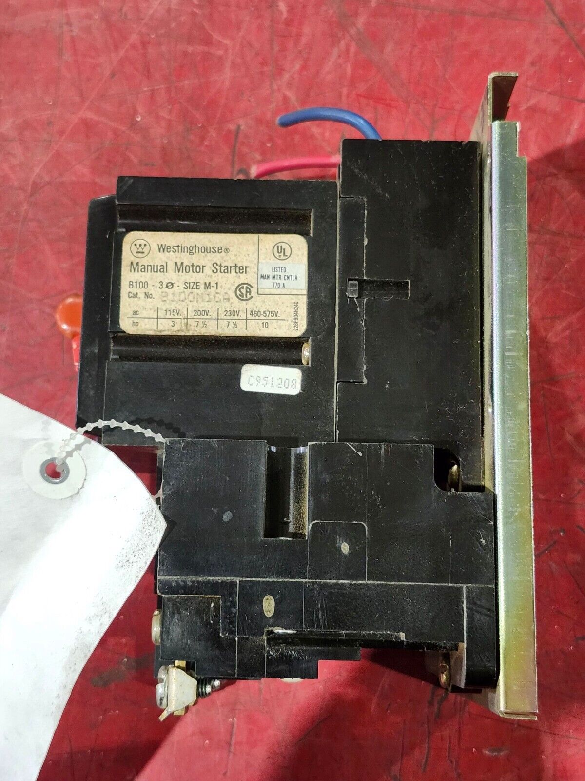 USED WESTINGHOUSE SIZE 1 MANUAL MOTOR STARTER B100M1CA