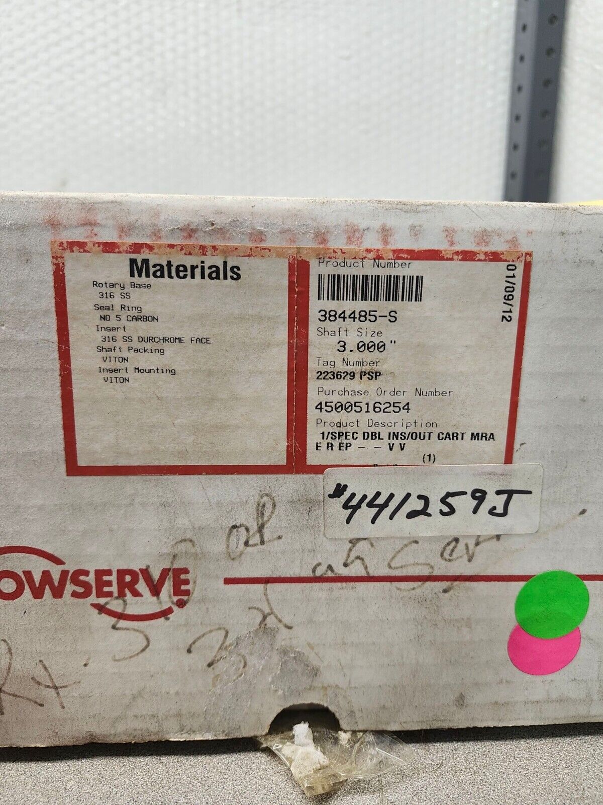 NEW IN BOX Flowserve Double Inside/Outside Cartridge MRA Seal 3" Shaft 223629PSP