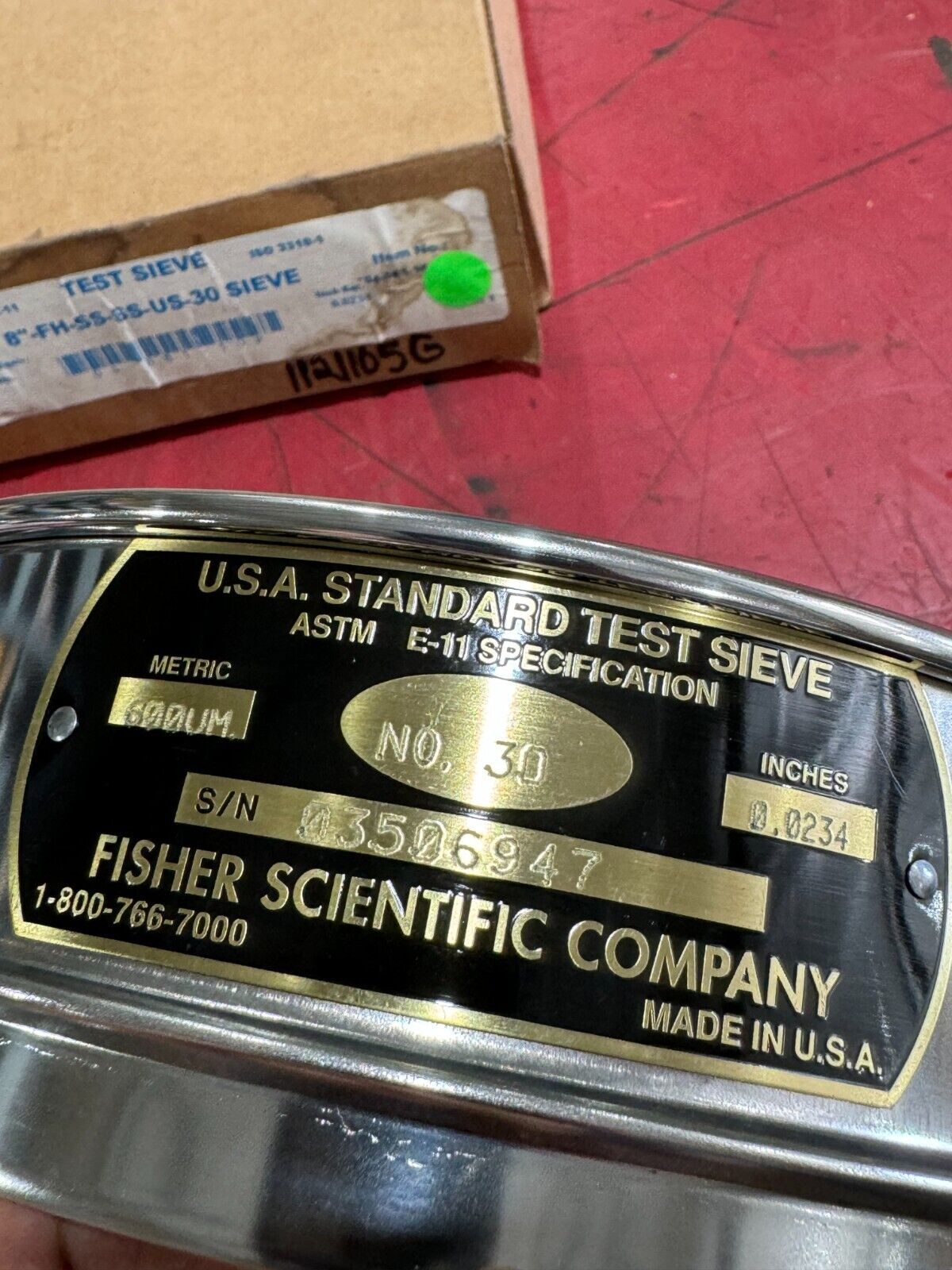 NEW IN BOX FISHERBRAND TEST SIEVE 8"-FH-SS-SS-US-30