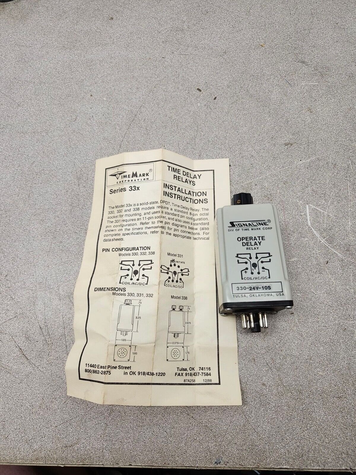 NEW NO BOX SIGNALINE TIME DELAY RELAY 330-24V-10S