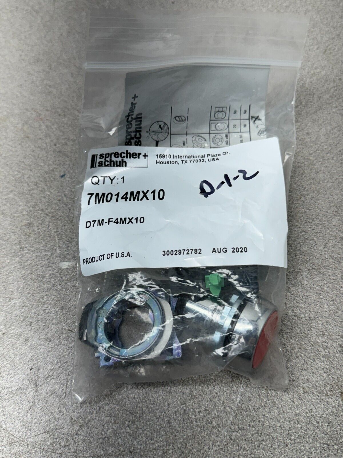 NEW IN PACKAGE SPRECHER SCHUH PUSH BUTTON SWITCH D7M-F4MX10