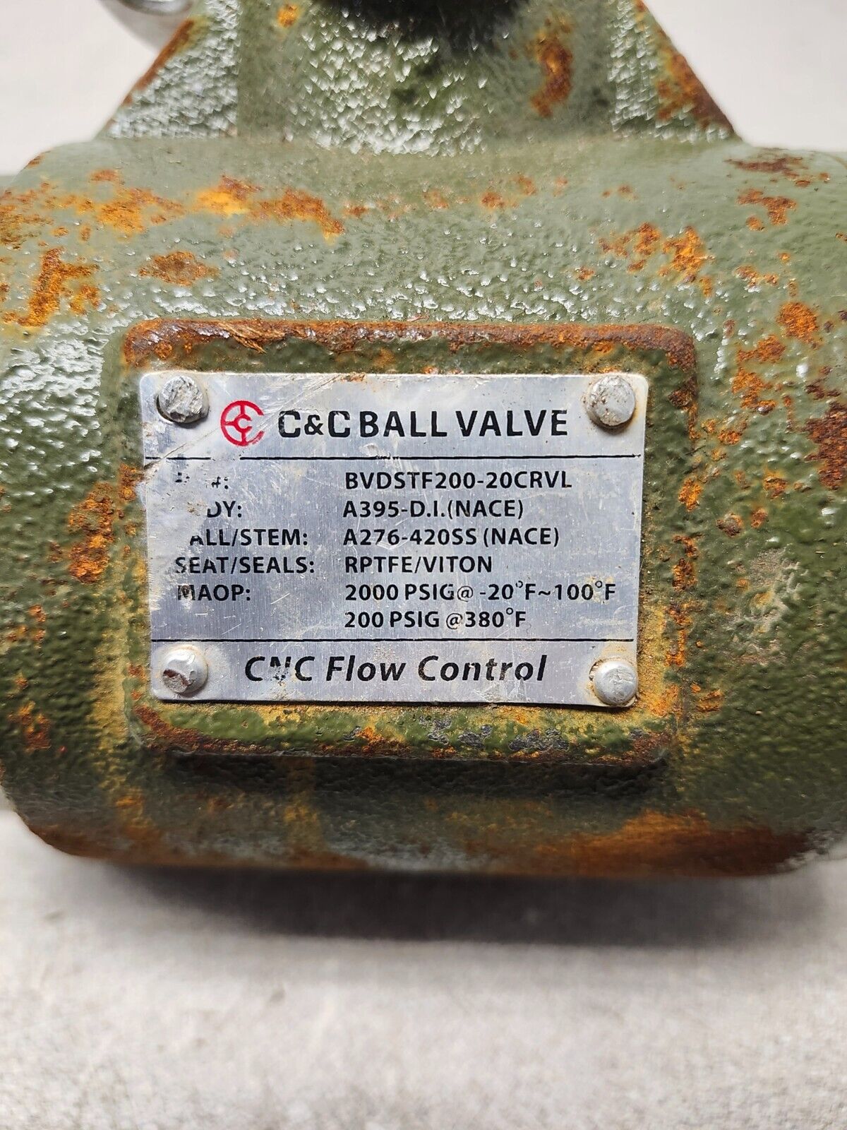 USED C&C Ball Valve 2000PSIG 2" MISSING HANDLE BVDSTF200-20CRVL