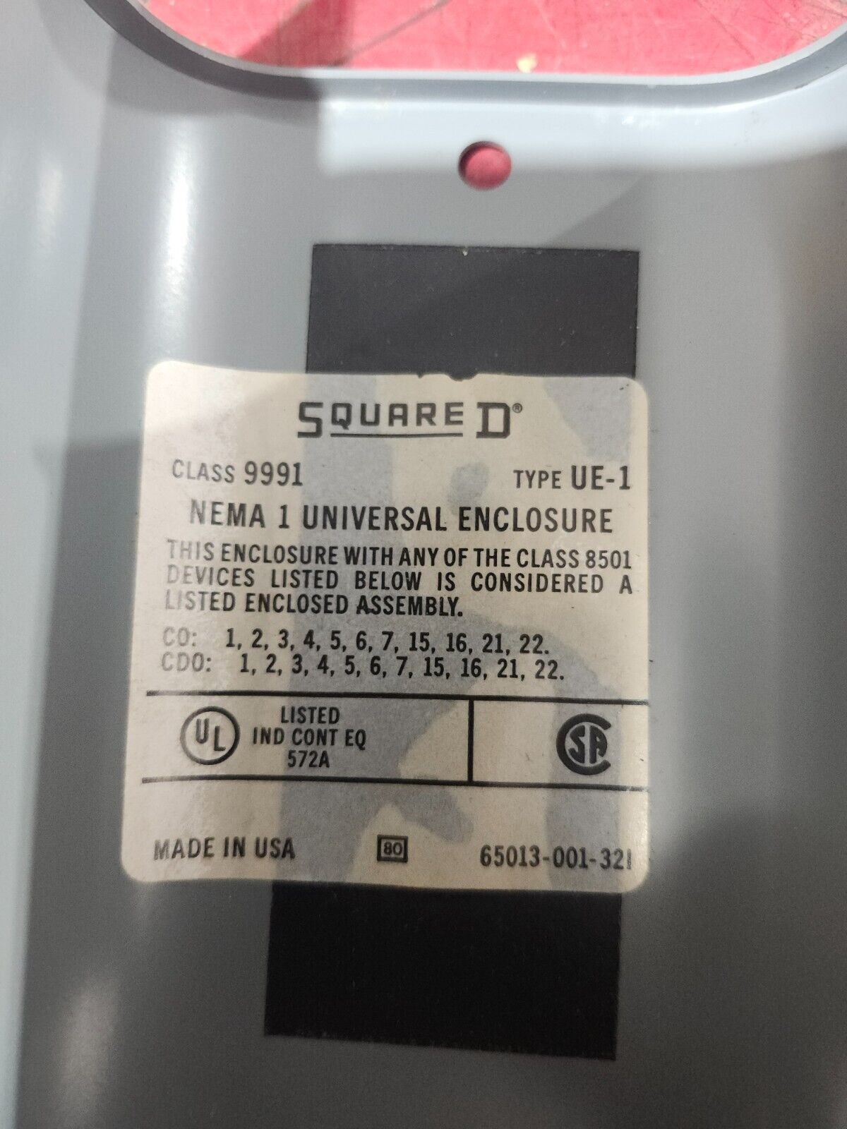 NEW IN BOX SQUARE D ENCLOSURE 9991 UE-1