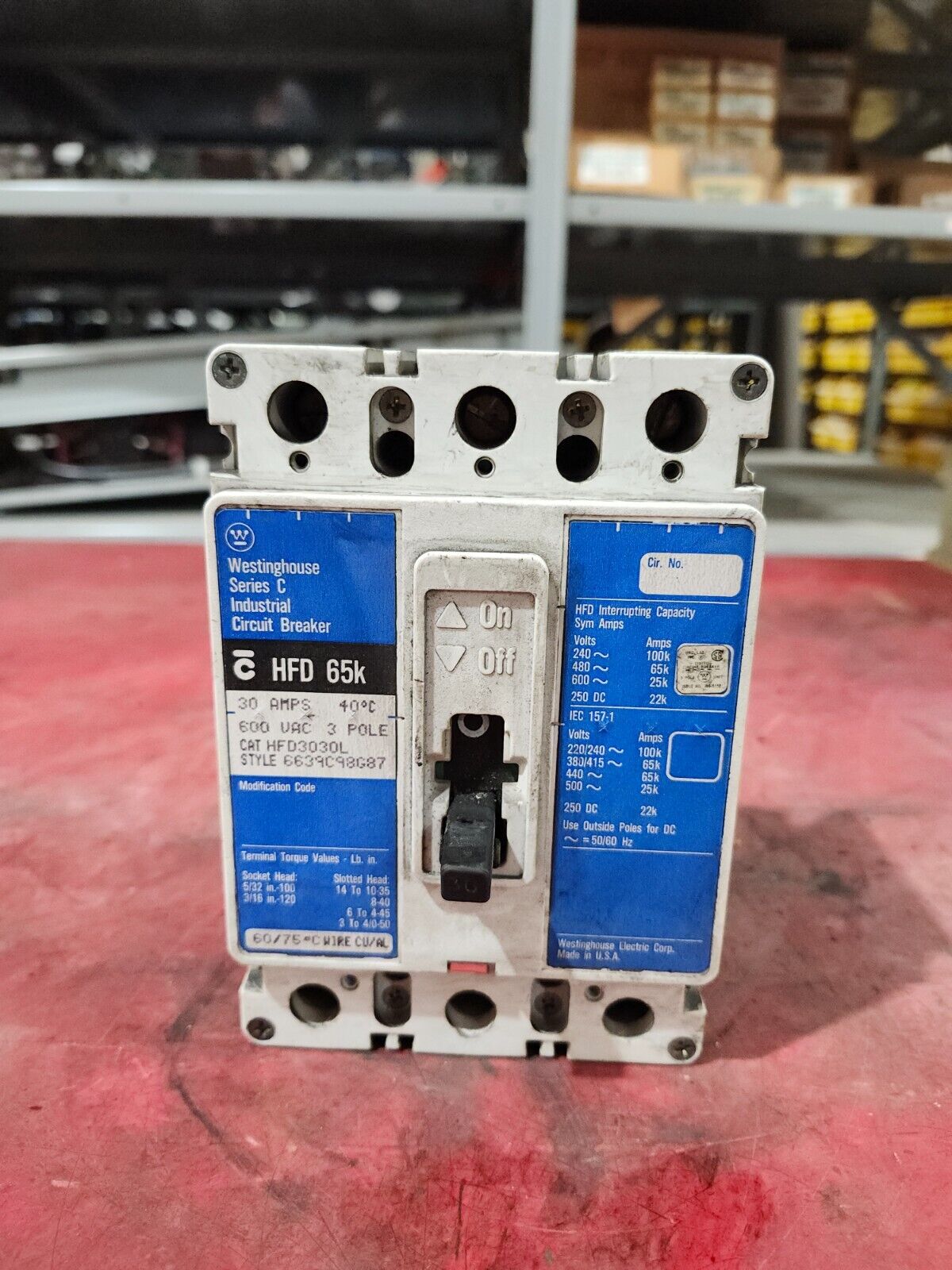 USED Westinghouse Circuit Breaker 600VAC 3 POLE 30AMPS HFD3030L