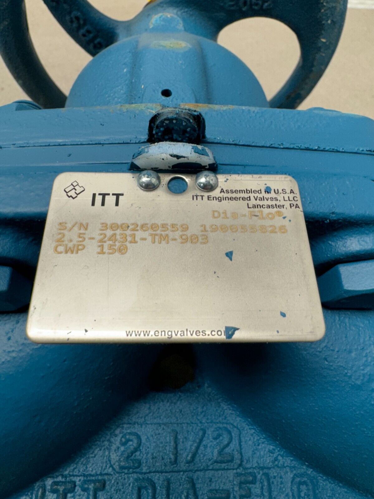 NEW ITT DIA-FLO 2-1/2" GATE VALVE 2.5-2431-TM-903 CWP 150