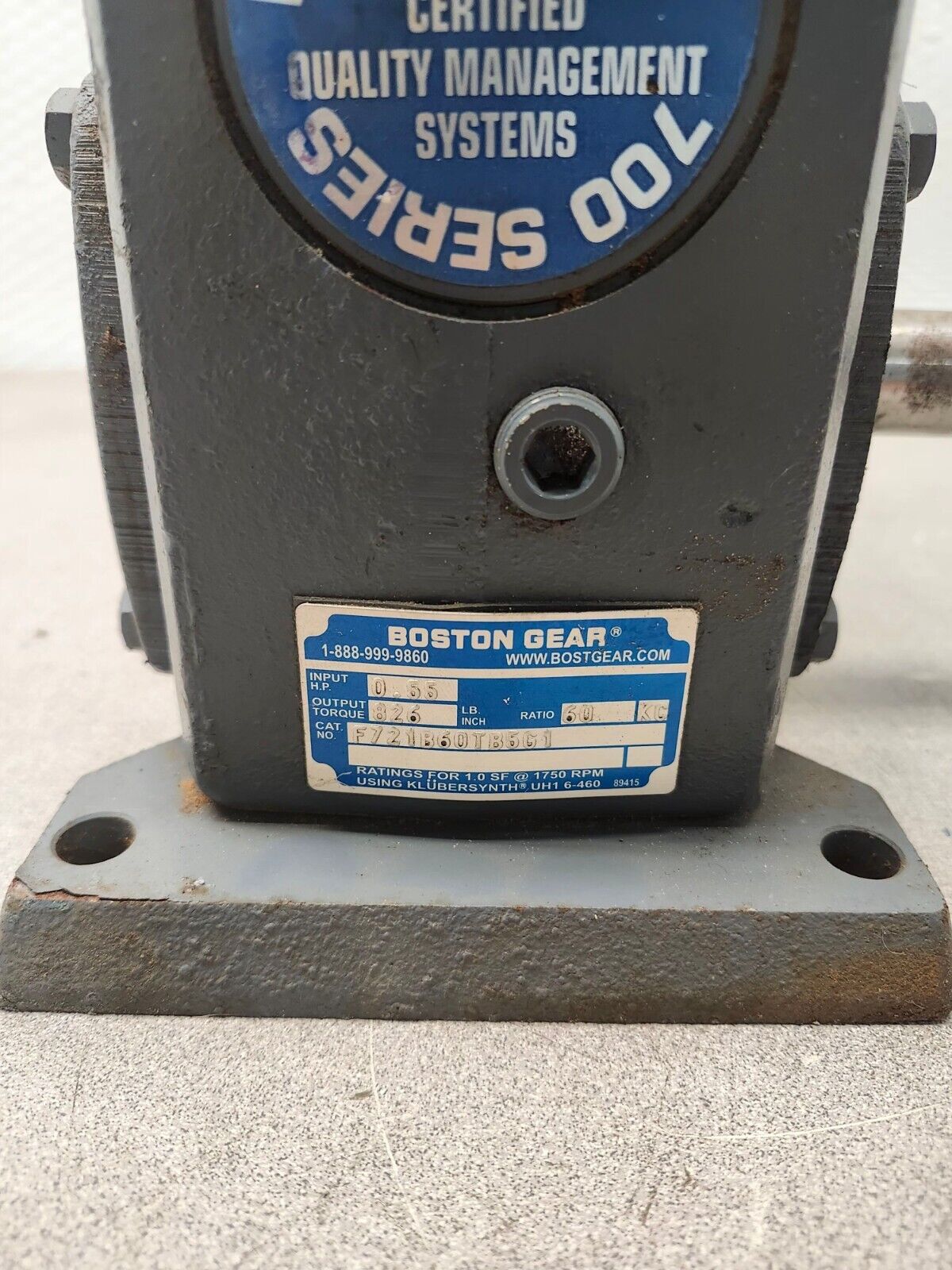 USED BOSTON GEAR Speed Reducer: 60, 29 RPM F721B0TB5G1