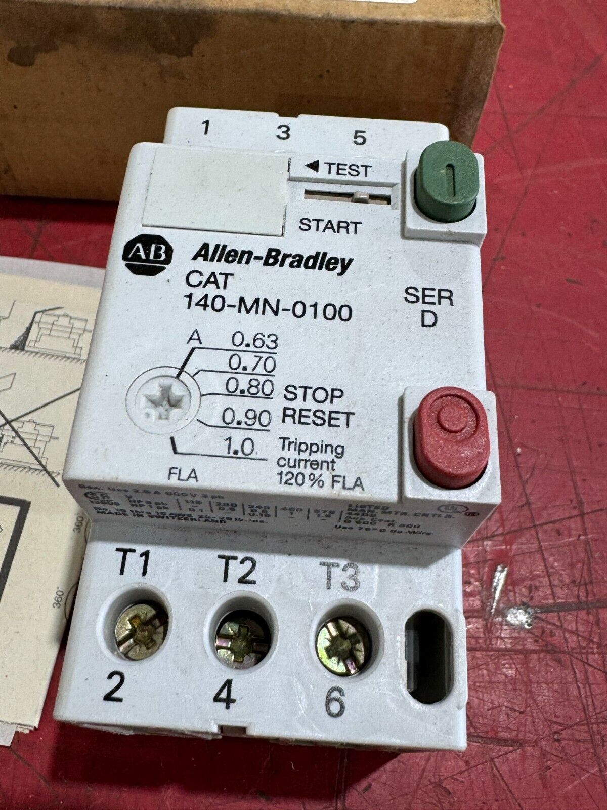 NEW IN BOX ALLEN BRADLEY MOTOR STARTER CIRCUIT BREAKER 140-MN-0100 SER.D