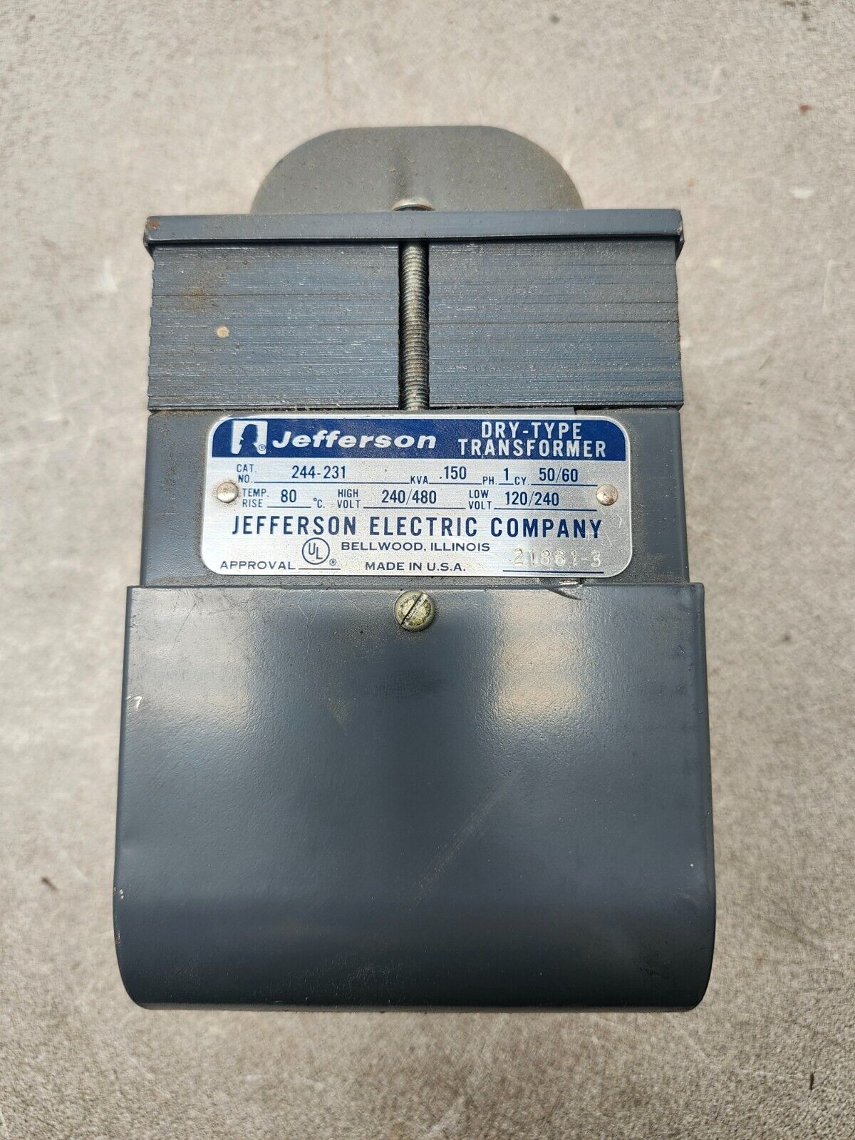 USED JEFFERSON ELECTRIC DRY-TYPE TRANSFORMER 244-231 240/480 120/240