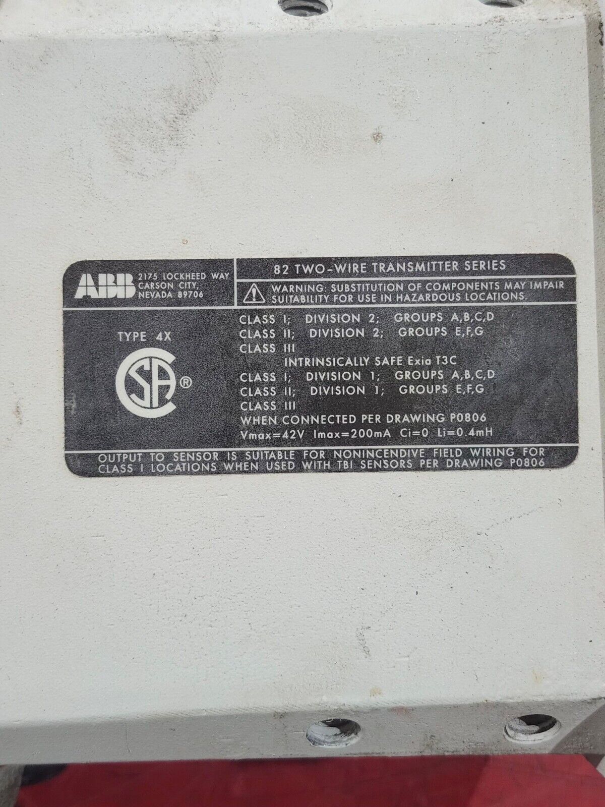 USED ABB CONDUCTIVITY TRANSMITTER TB82EC2110121