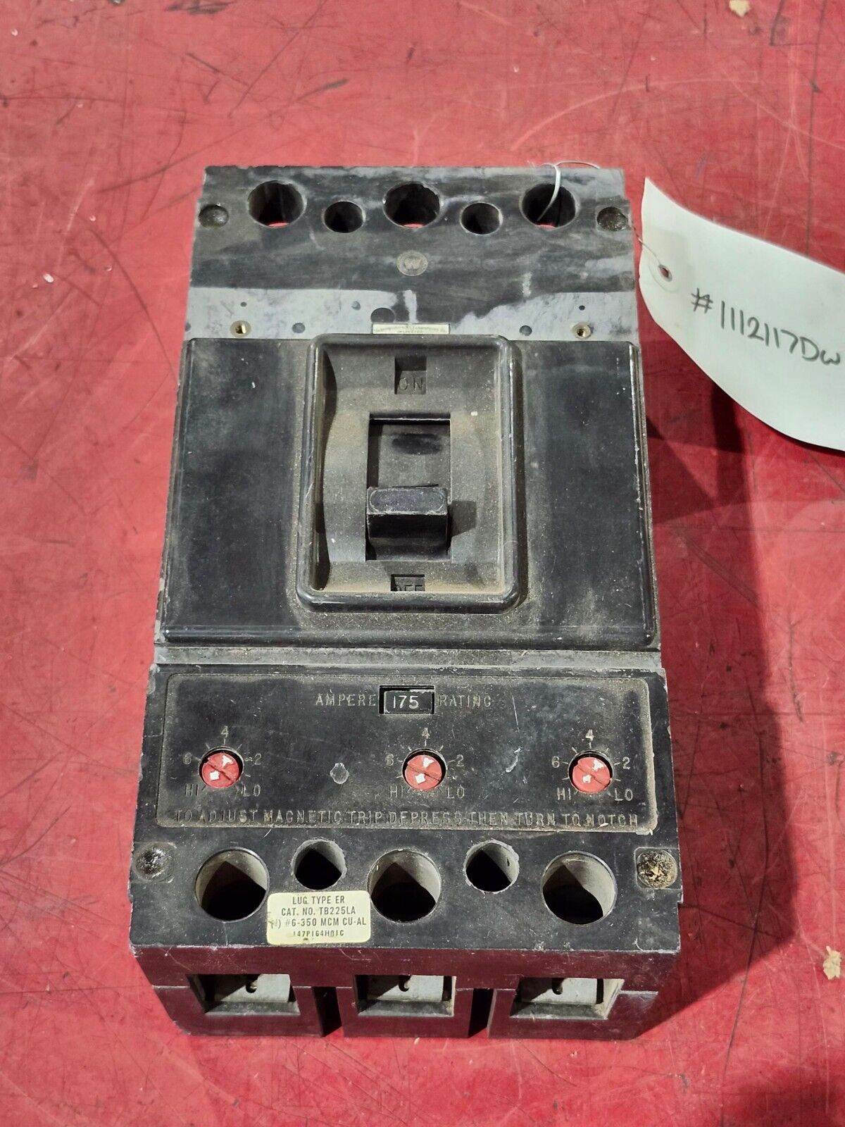 USED WESTINGHOUSE AB DE-ION 3 POLE 175AMP CIRCUIT BREAKER JA3175X