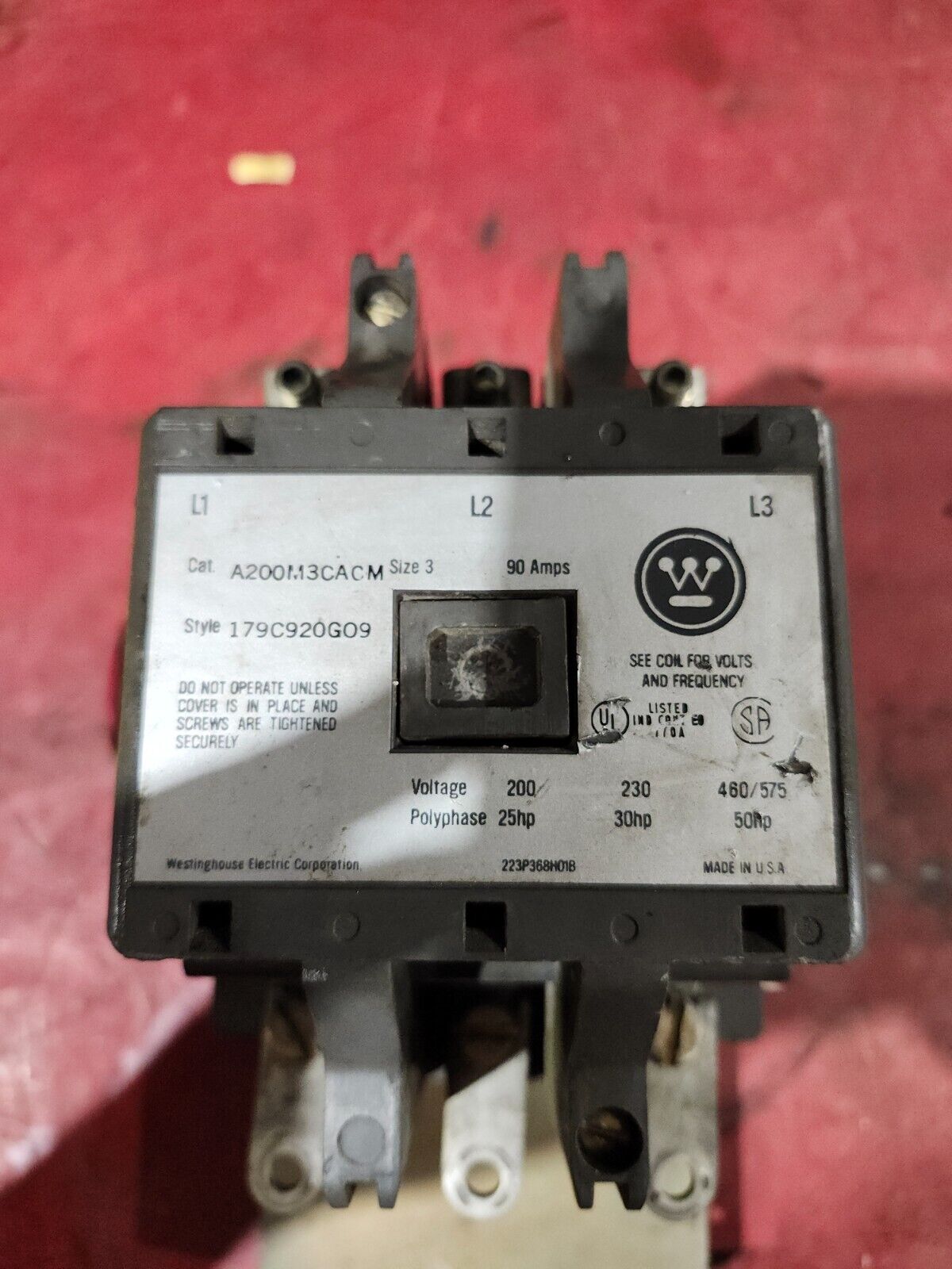 USED WESTINGHOUSE Contactor SIZE 3 90AMPS 200V  A200M3CACM