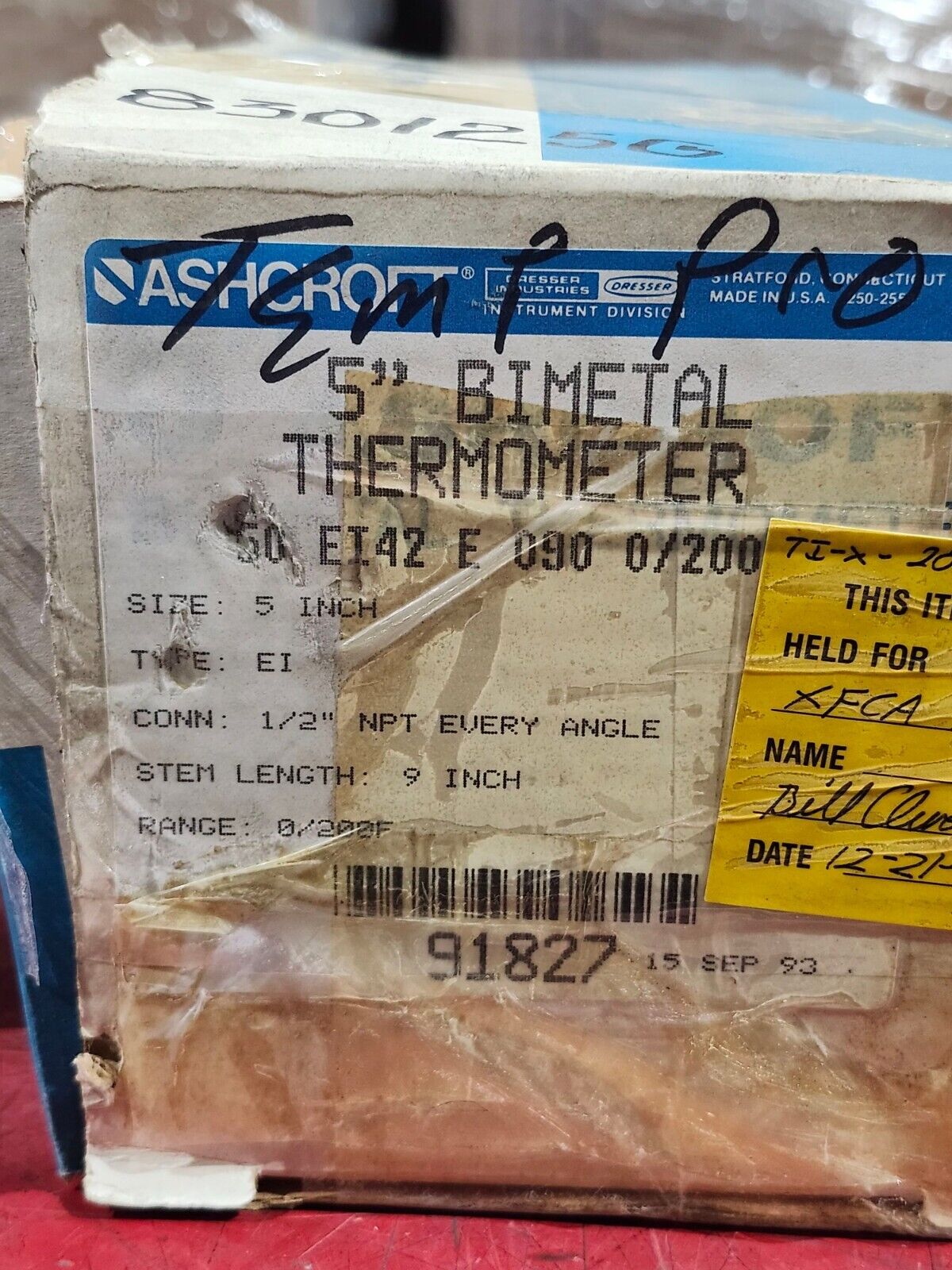 NEW IN BOX ASHCROFT 5" BIMETAL THERMOMETER 50 E142 E 090 0/200