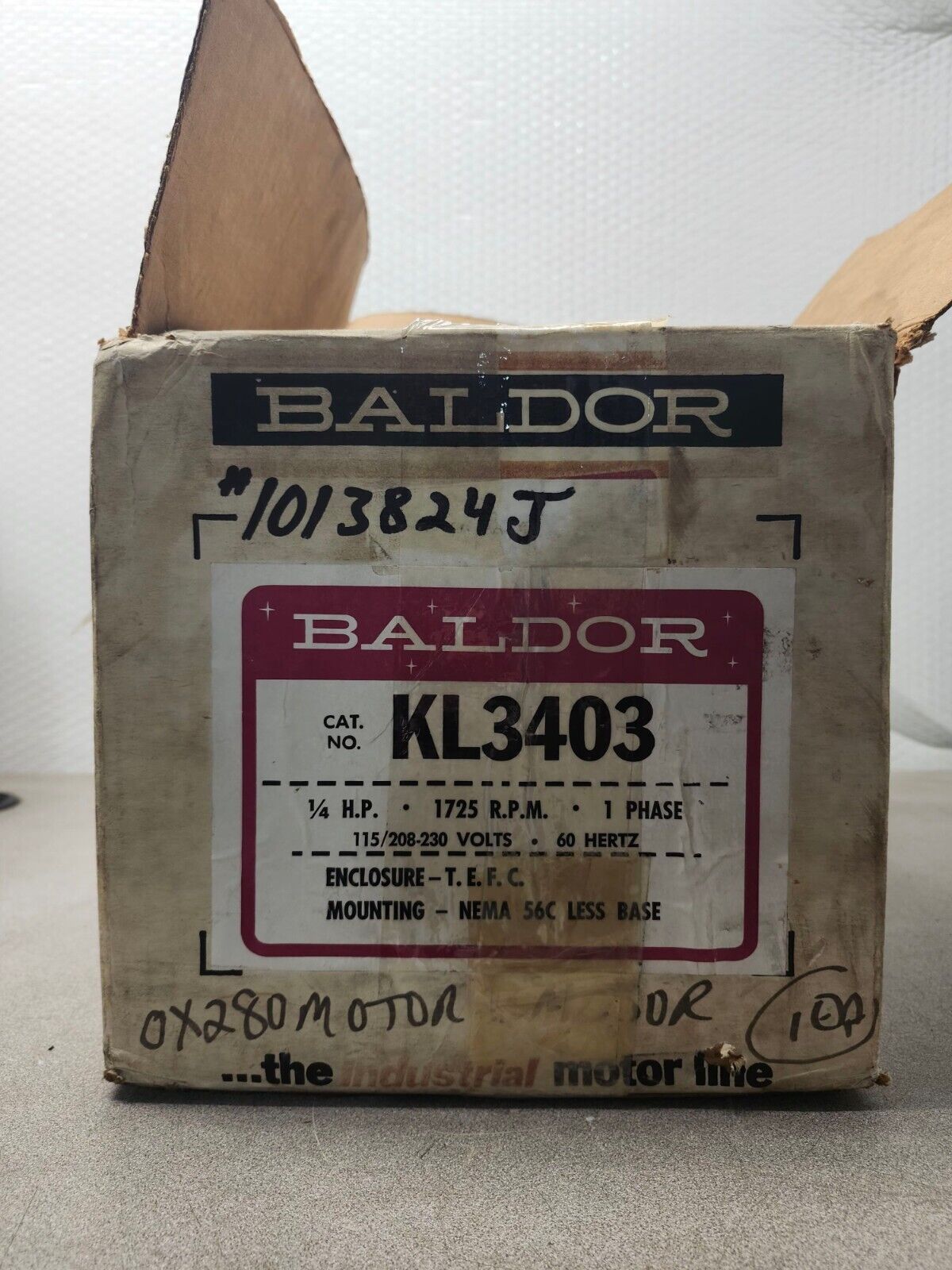 NEW IN BOX BALDOR 1/4HP 1725RPM ELECTRIC MOTOR 1 PHASE KL3403