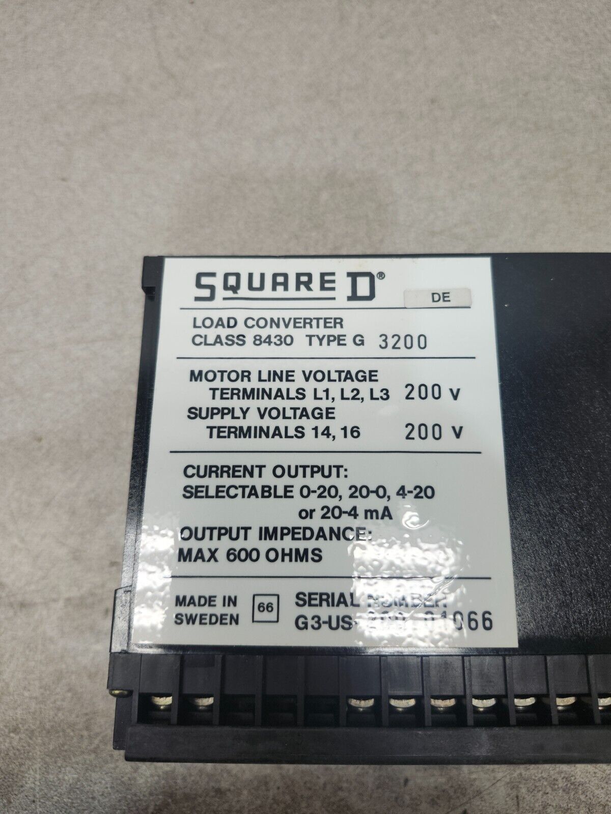 NEW IN BOX SQUARE D LOAD CONVERTER RELAY 8430 TYPE G3200