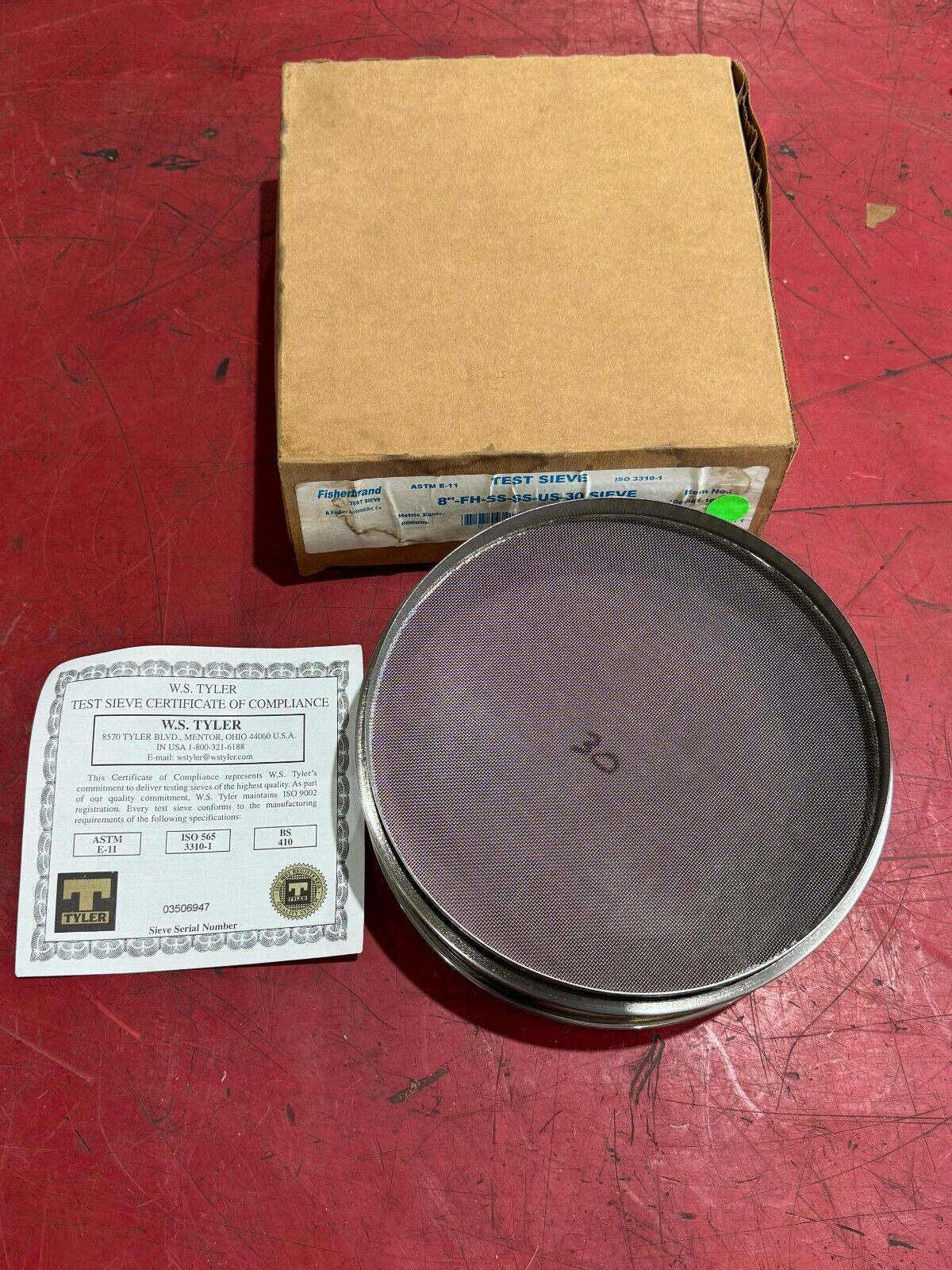 NEW IN BOX FISHERBRAND TEST SIEVE 8"-FH-SS-SS-US-30