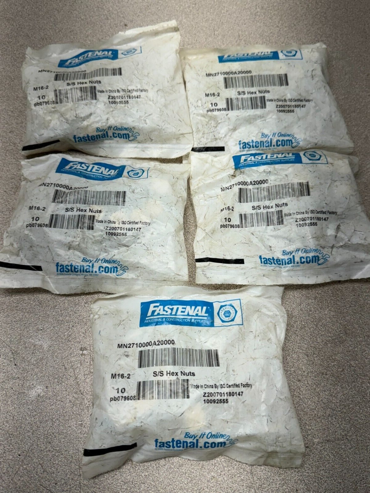 NEW LOT OF 50 FASTENAL M16-2 S/S HEX NUTS MN2710000A20000