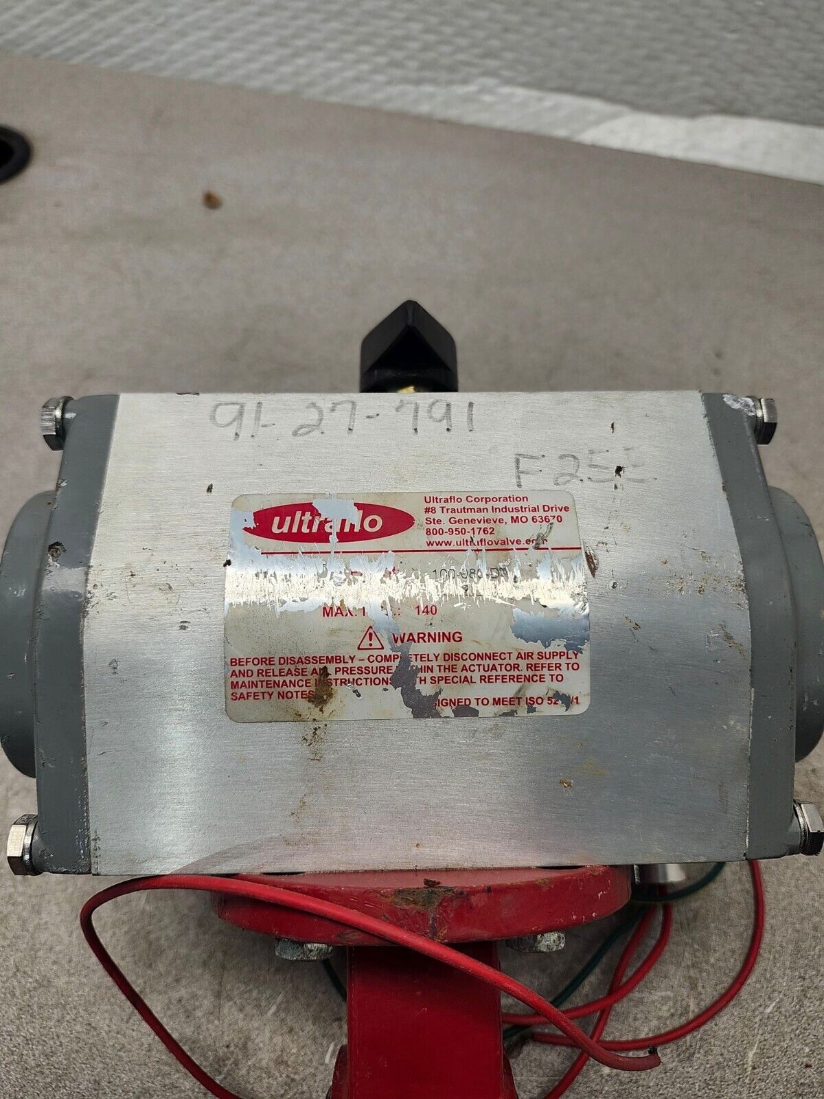 USED ULTRAFLO Double Acting Actuator 100-080-DA WITH Bray 3" Butterfly Valve