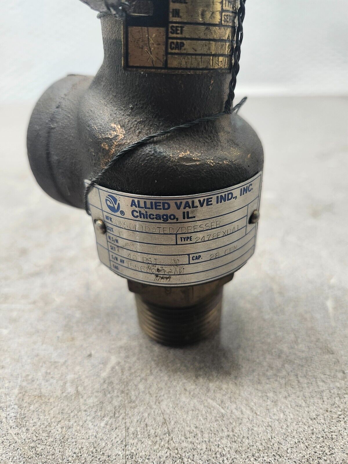 USED ALLIED Consolidated Dresser Pressure Relief Valve 1'' 40PSI 2478FXDA1