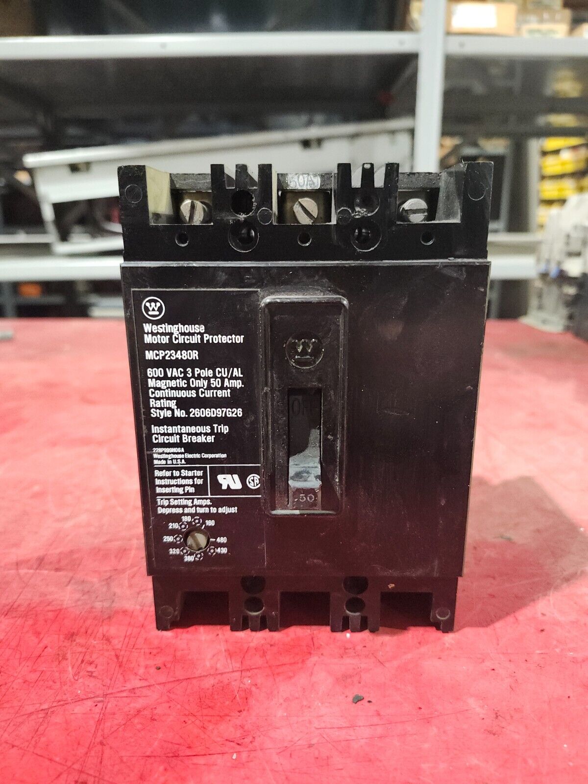 USED Westinghouse Circuit Breaker 600VAC 3 POLES 50 AMP MCP23480R