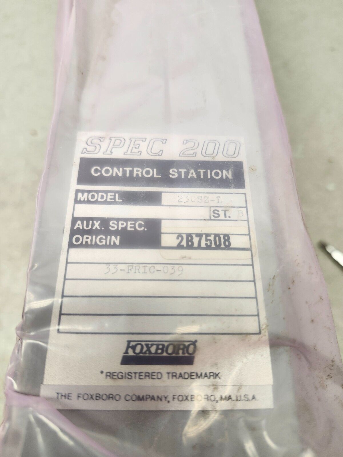 NEW IN BAG FOXBORO SPEC 200 CONTROL SATION MODULE 230S2-L