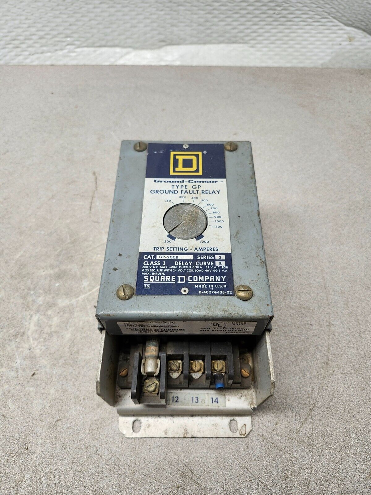 USED Square D Ground-Censor Type GP Ground Fault Relay GP-200B Ser. 2