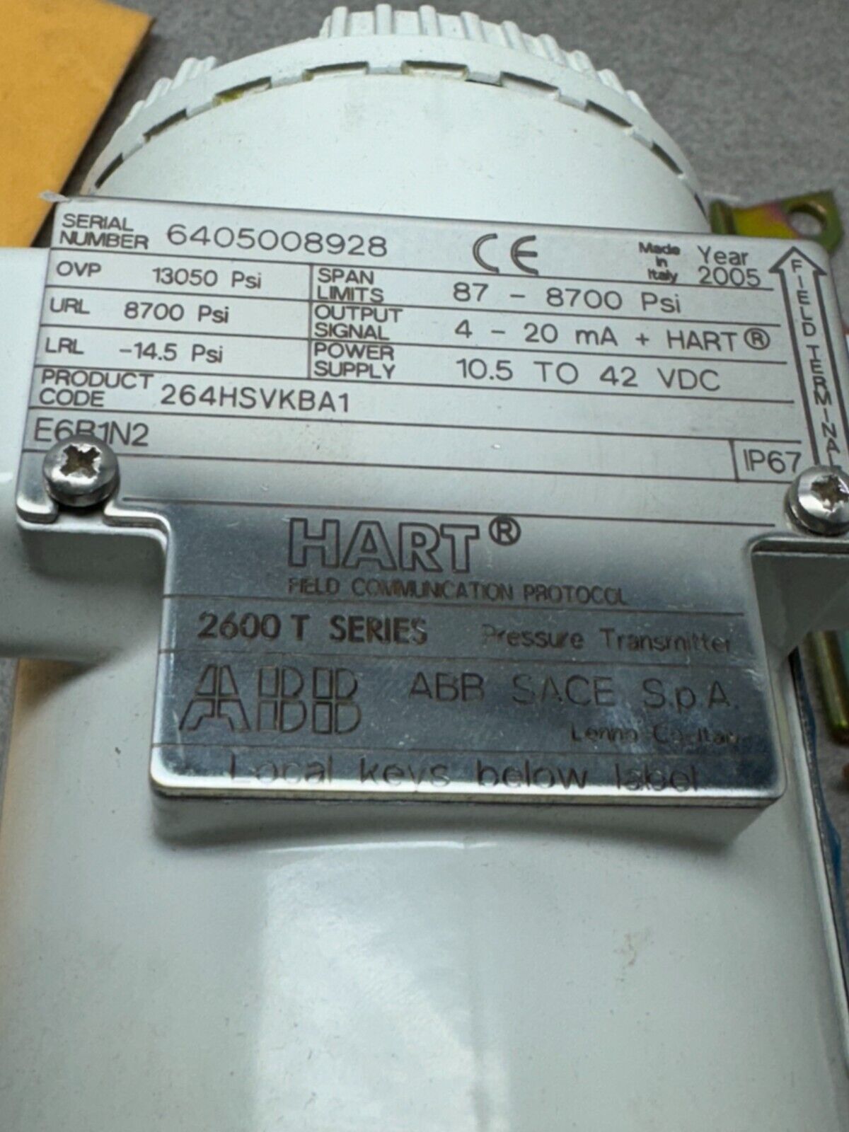 NEW ABB HART E6R1N2 DIFFERENTIAL PRESSURE TRANSMITTER 264HSVKBA1