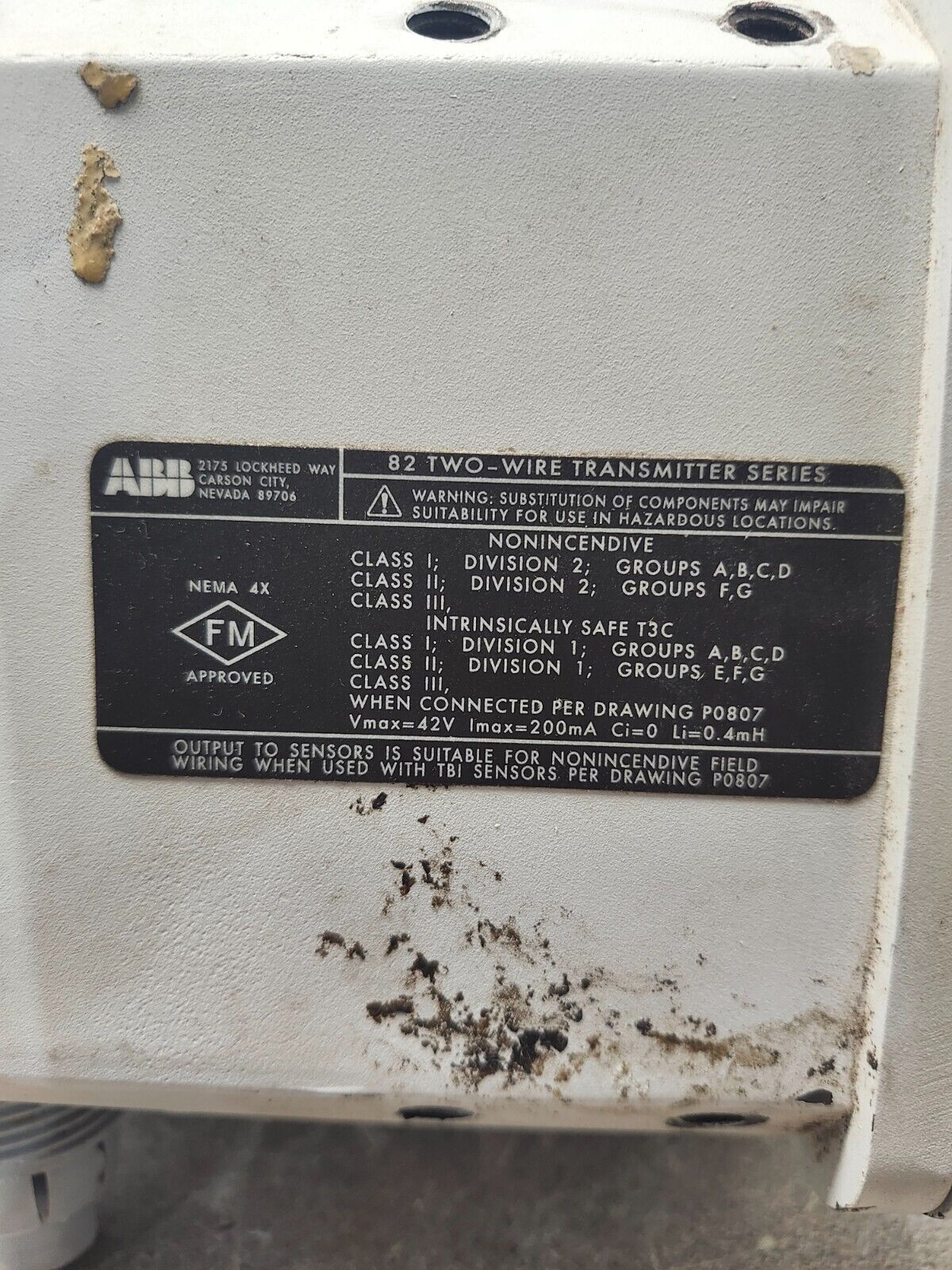 USED NO BACK ABB CONDUCTIVITY TRANSMITTER TB82