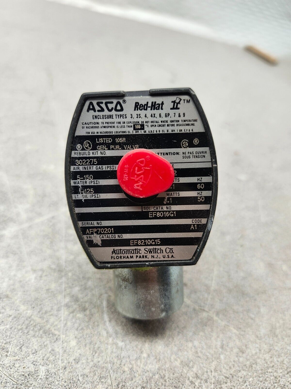 NEW NO BOX ASCO SOLENOID VALVE , 2-WAY, 1/2" EF8210G15