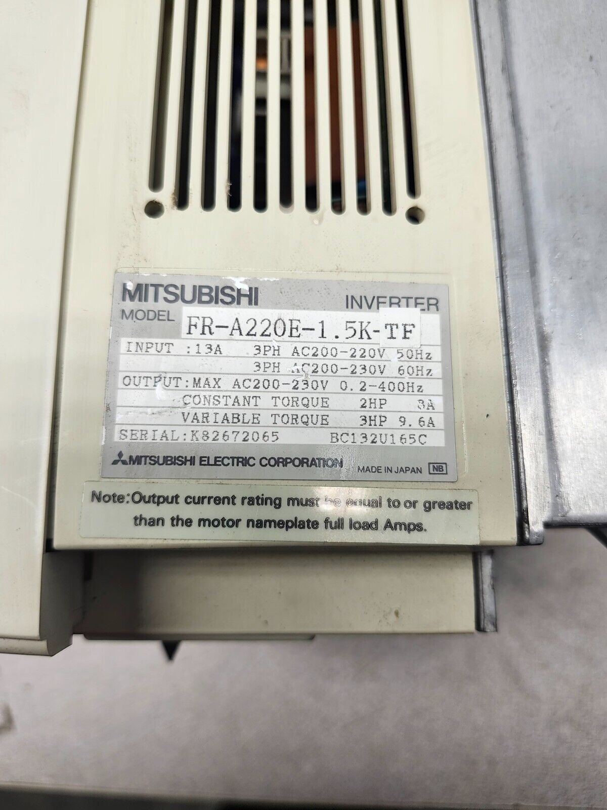 USED MITSUBISHI INVERTER FR-A220E-1.5K-TF