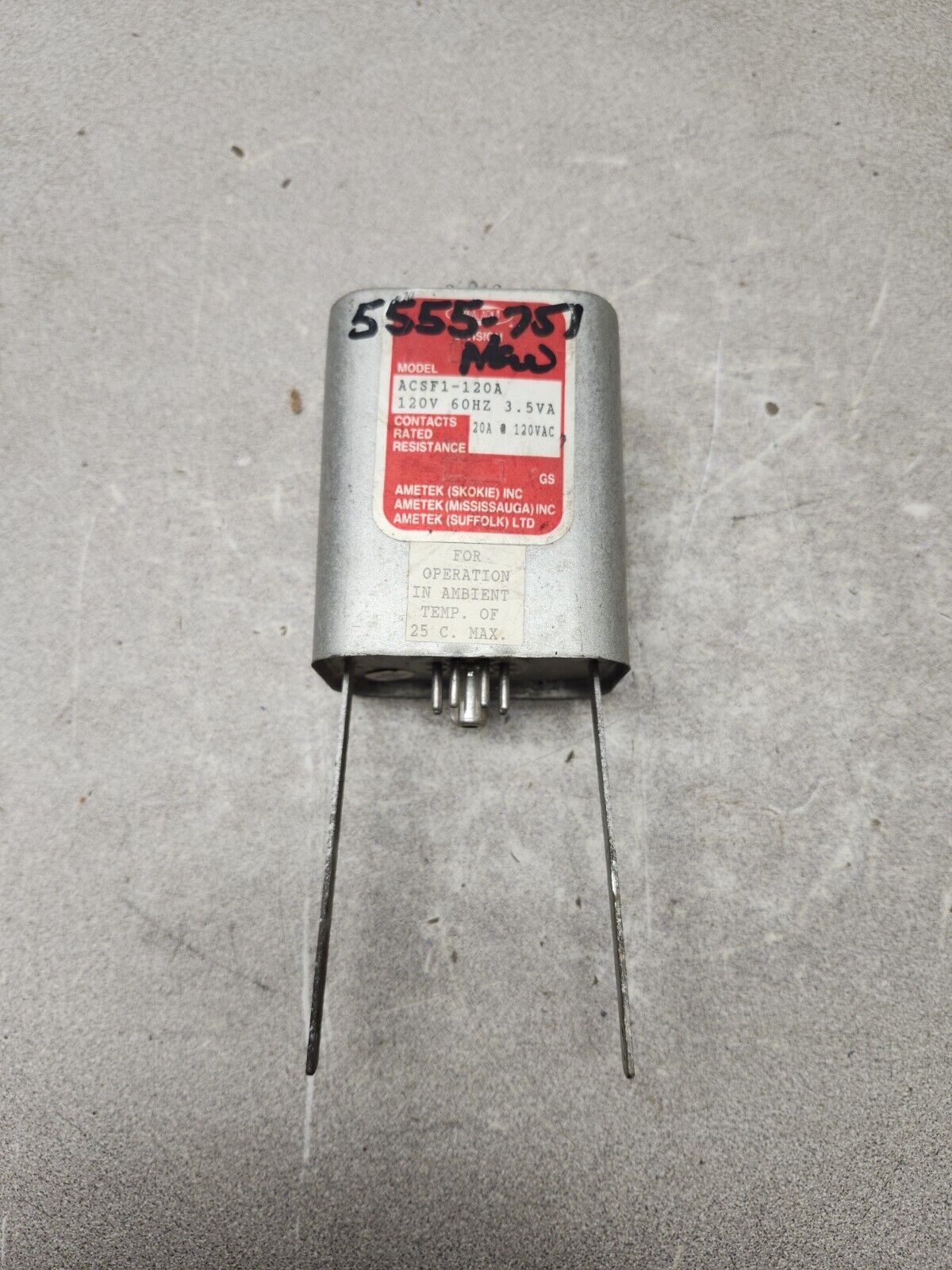 NEW NO BOX AMETEK PANALARM RELAY 120V 60HZ 3.5VA ACSF1-120A